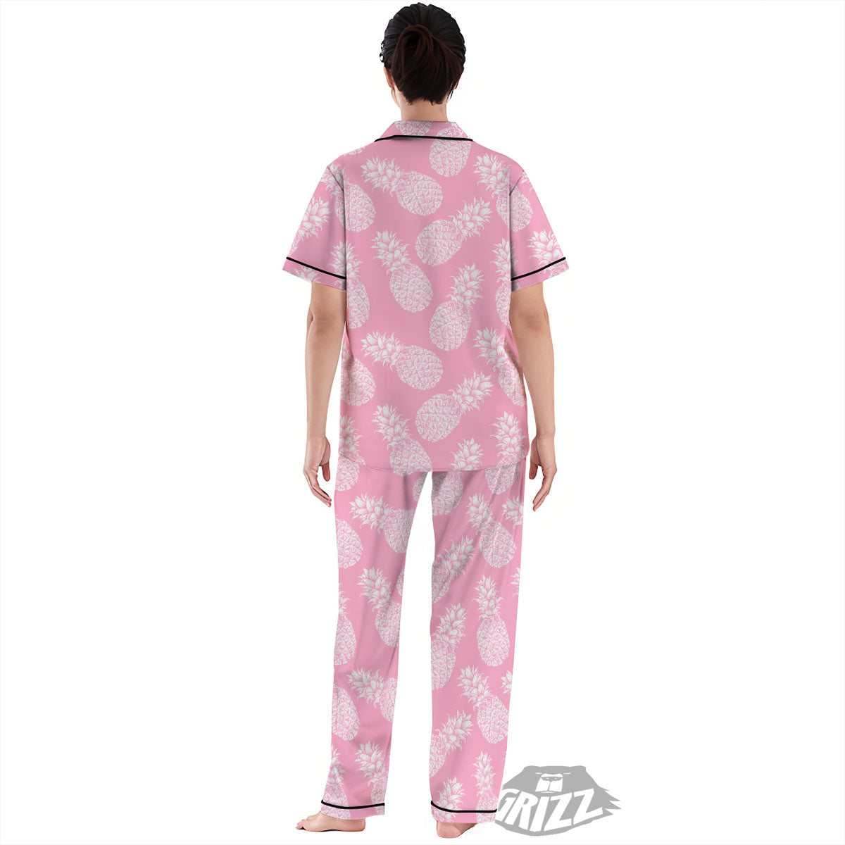 Pineapple Pink Print Pattern Women's Pajamas Set-grizzshop