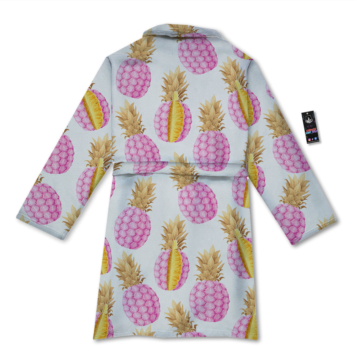 Pineapple Pink Vintage Print Pattern Bathrobe-grizzshop
