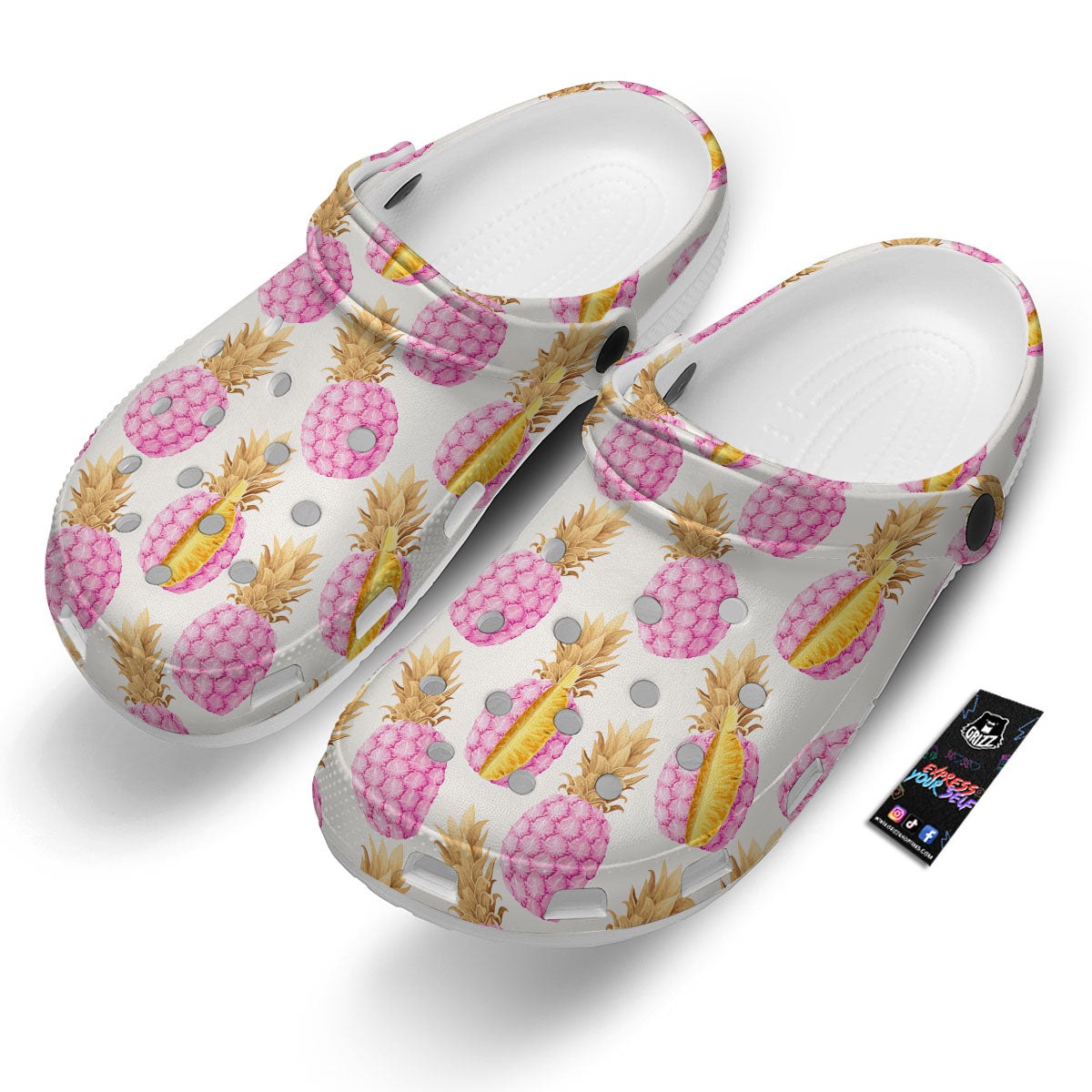 Pineapple Pink Vintage Print Pattern Clog-grizzshop
