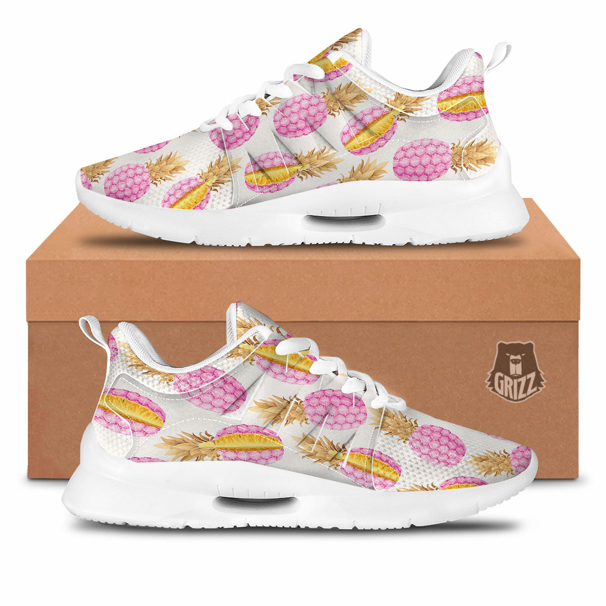 Pineapple Pink Vintage Print Pattern Tennis Shoes-grizzshop