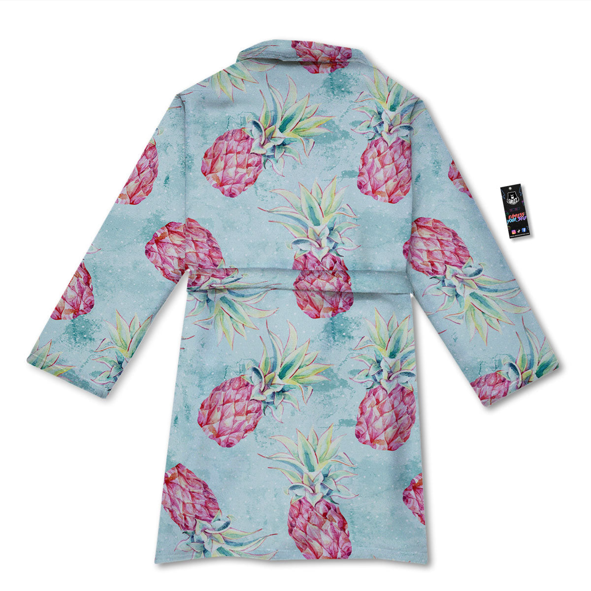 Pineapple Pink Watercolor Print Pattern Bathrobe-grizzshop