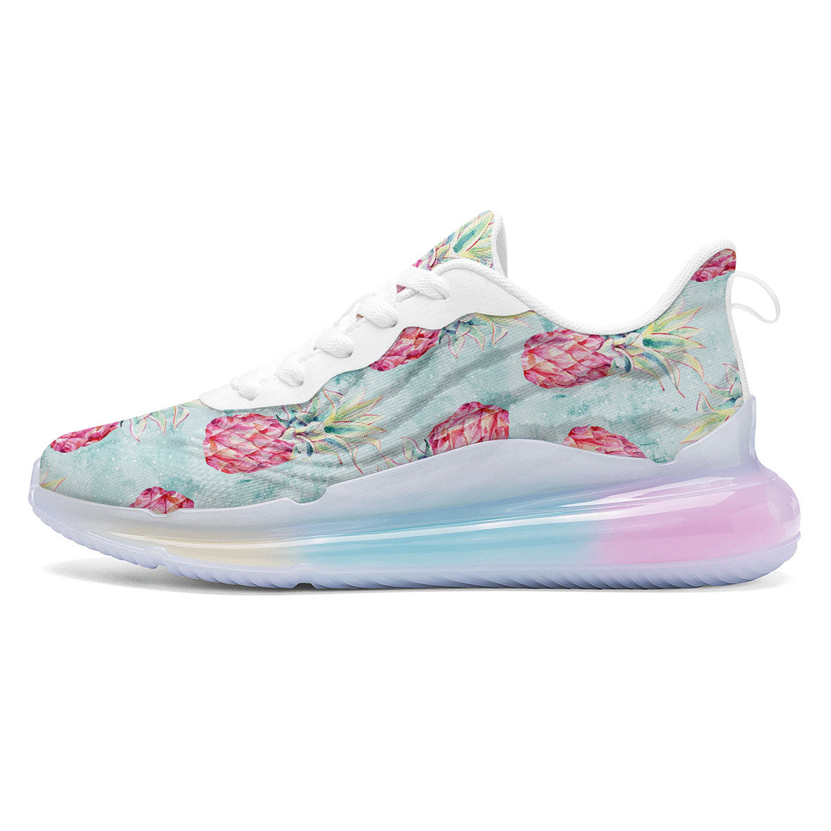 Pineapple Pink Watercolor Print Pattern Running Sneakers-grizzshop