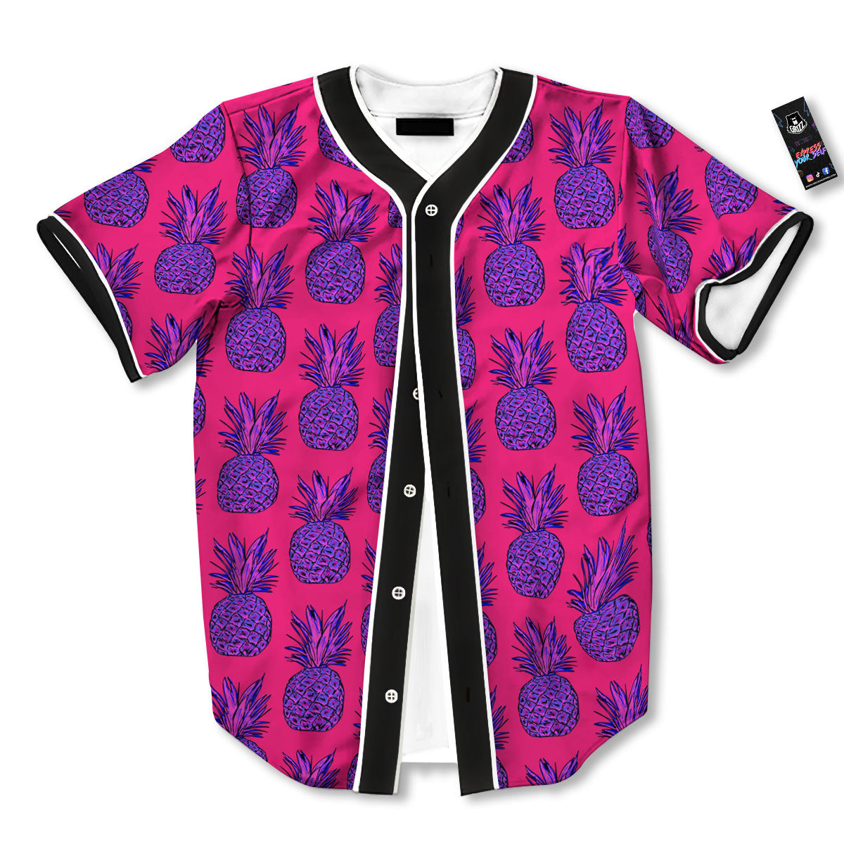 Pineapple Purple Print Pattern Baseball Jersey-grizzshop