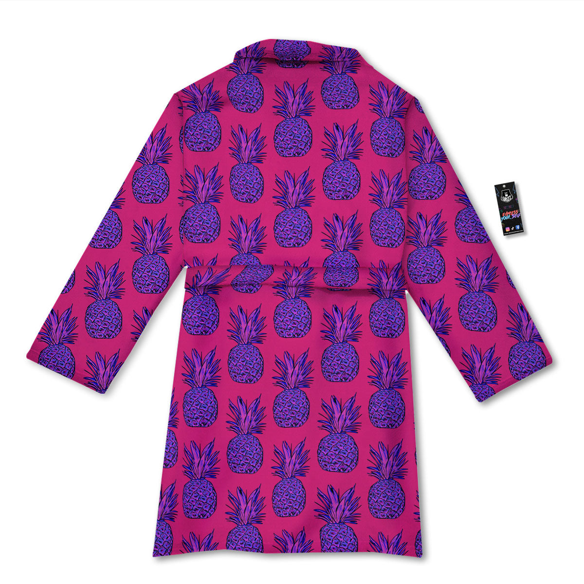 Pineapple Purple Print Pattern Bathrobe-grizzshop