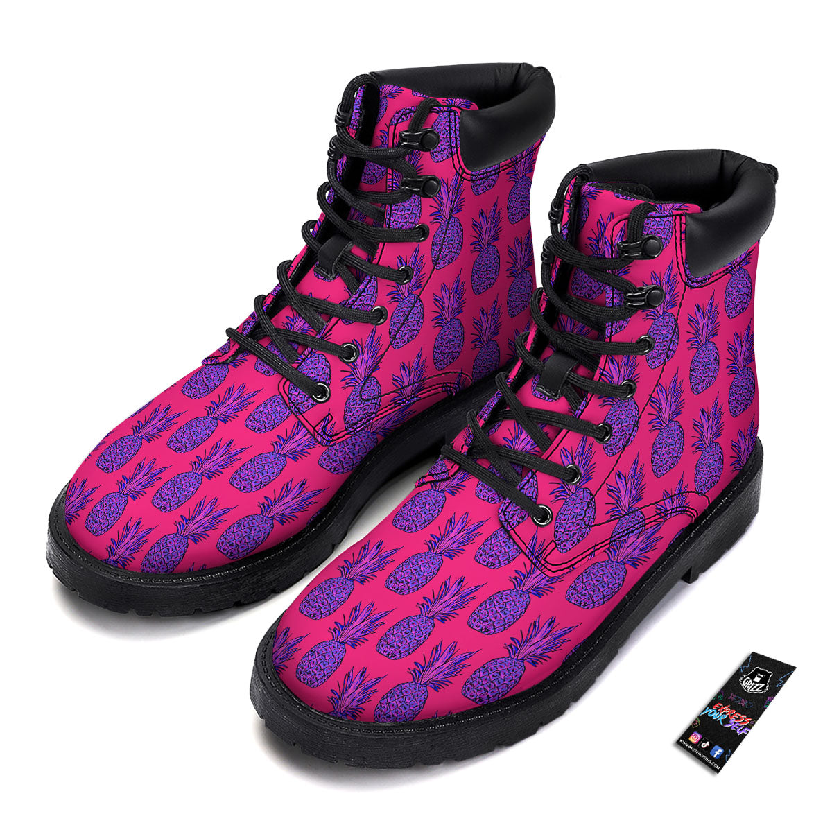 Pineapple Purple Print Pattern Boots-grizzshop