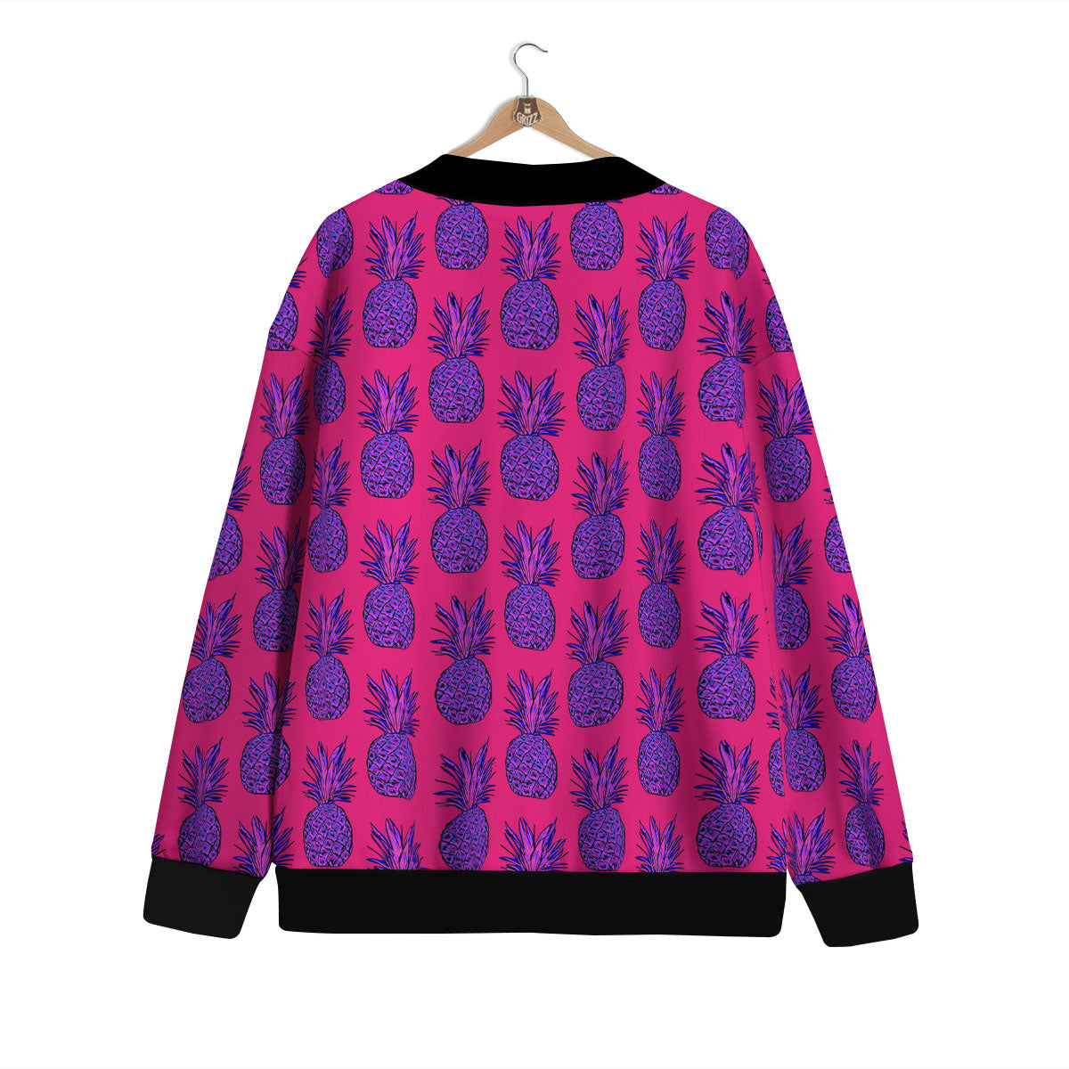 Pineapple Purple Print Pattern Cardigan-grizzshop