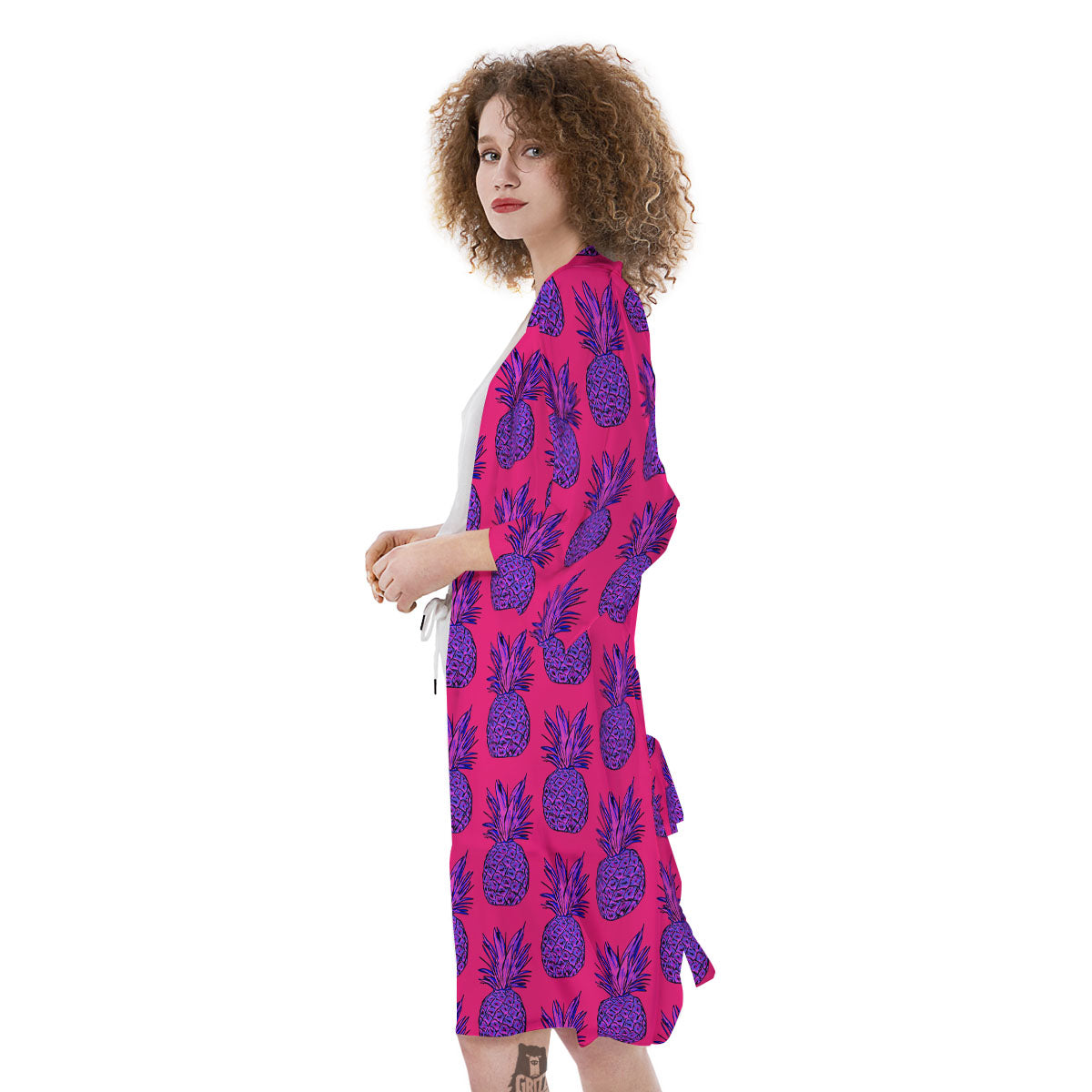 Pineapple Purple Print Pattern Kimono-grizzshop
