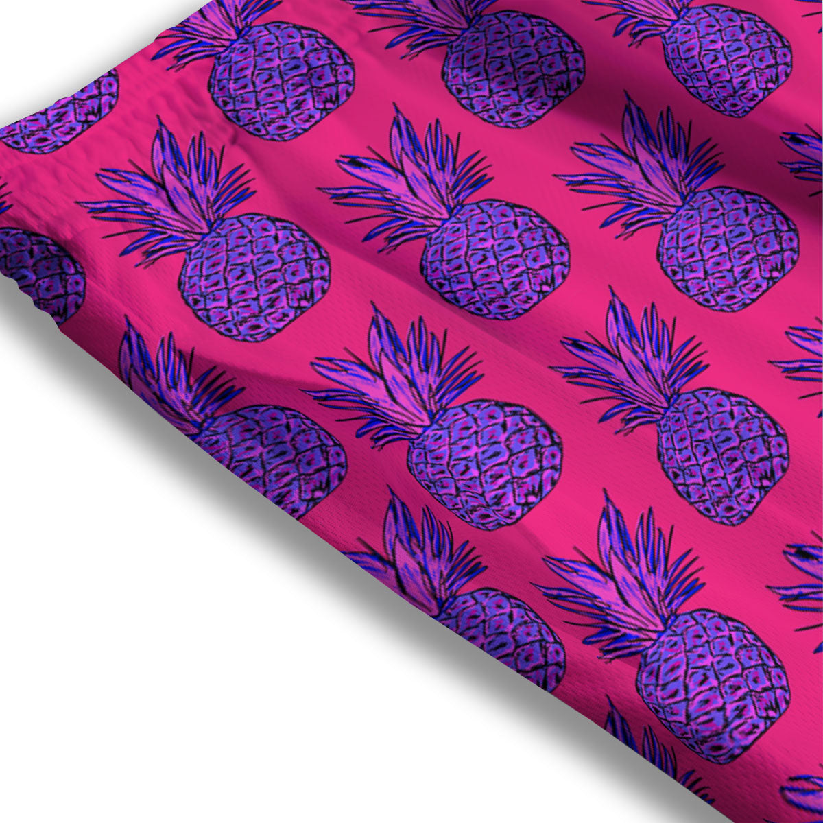 Pineapple Purple Print Pattern Mesh Shorts-grizzshop