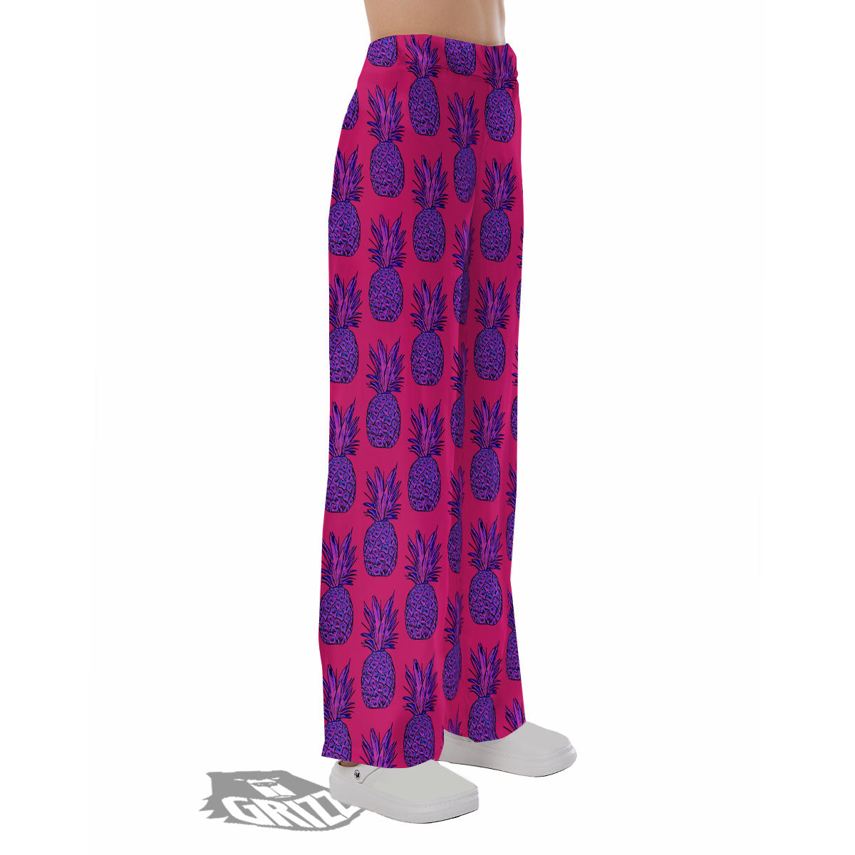 Pineapple Purple Print Pattern Pajama Pants-grizzshop