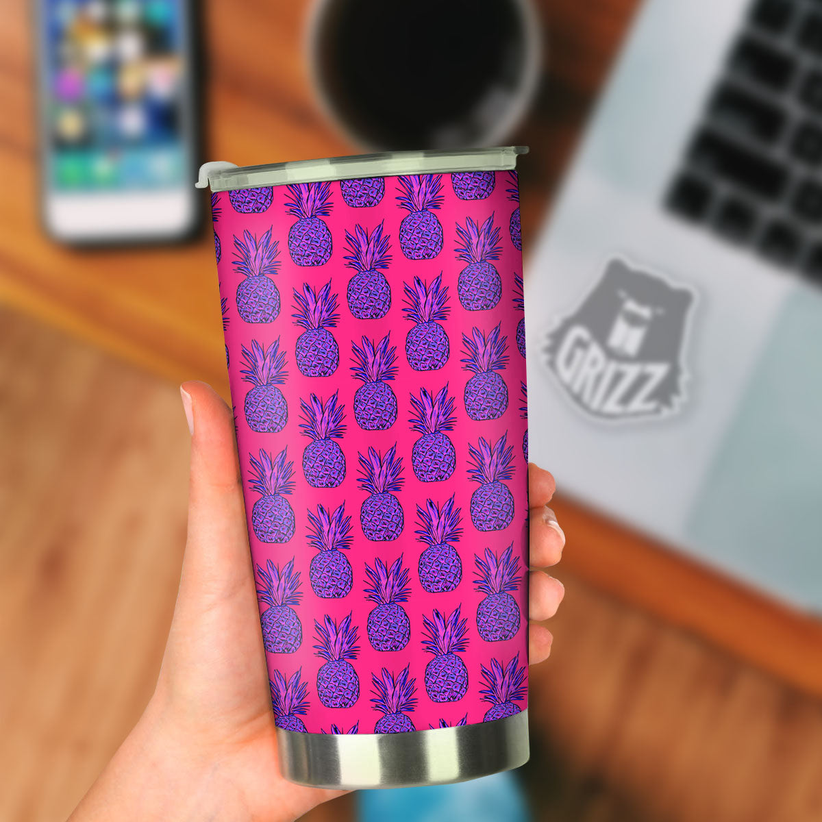 Pineapple Purple Print Pattern Tumbler-grizzshop