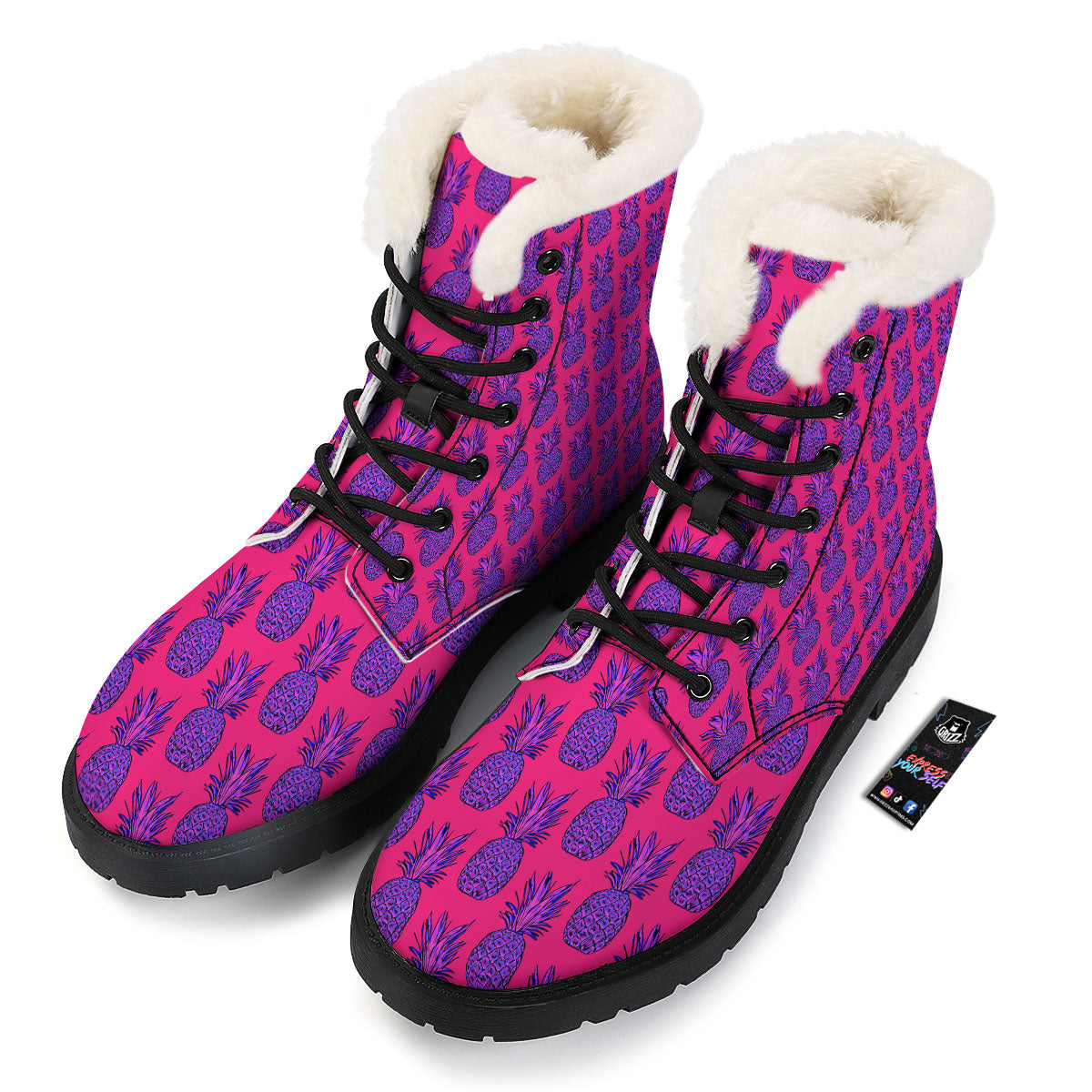 Pineapple Purple Print Pattern Winter Boots-grizzshop