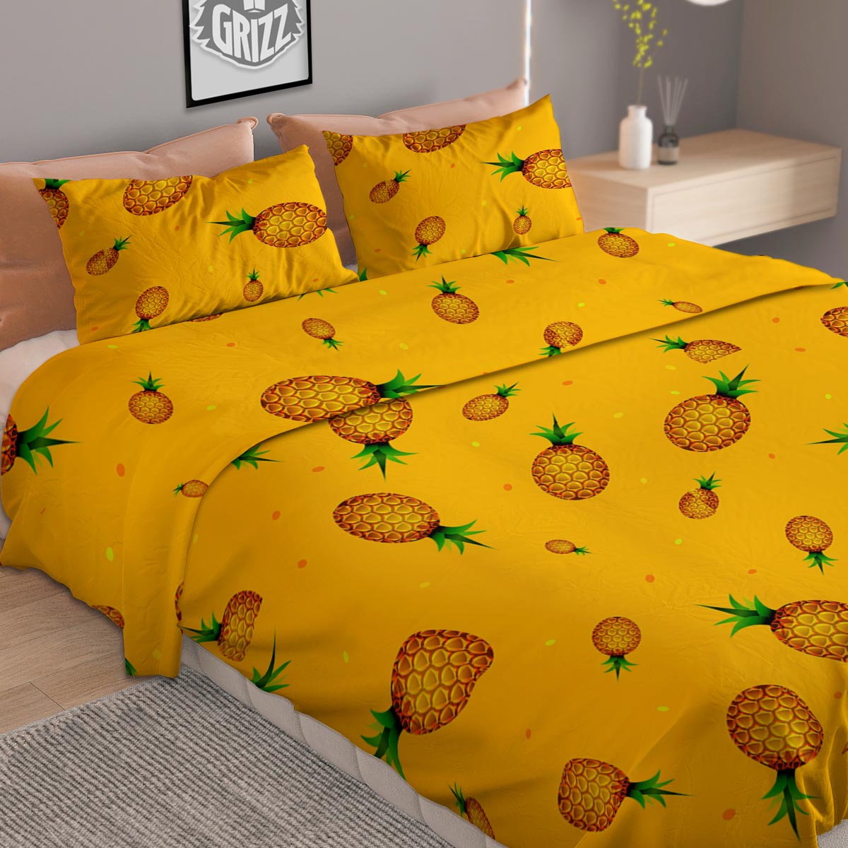 Pineapple Sand Beach Print Pattern Duvet Cover Bedding Set-grizzshop