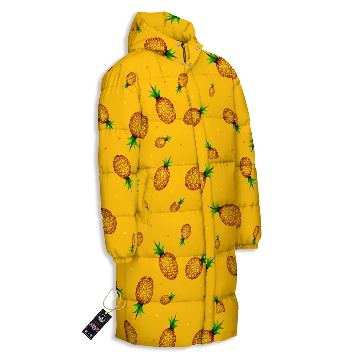 Pineapple Sand Beach Print Pattern Long Down Jacket-grizzshop