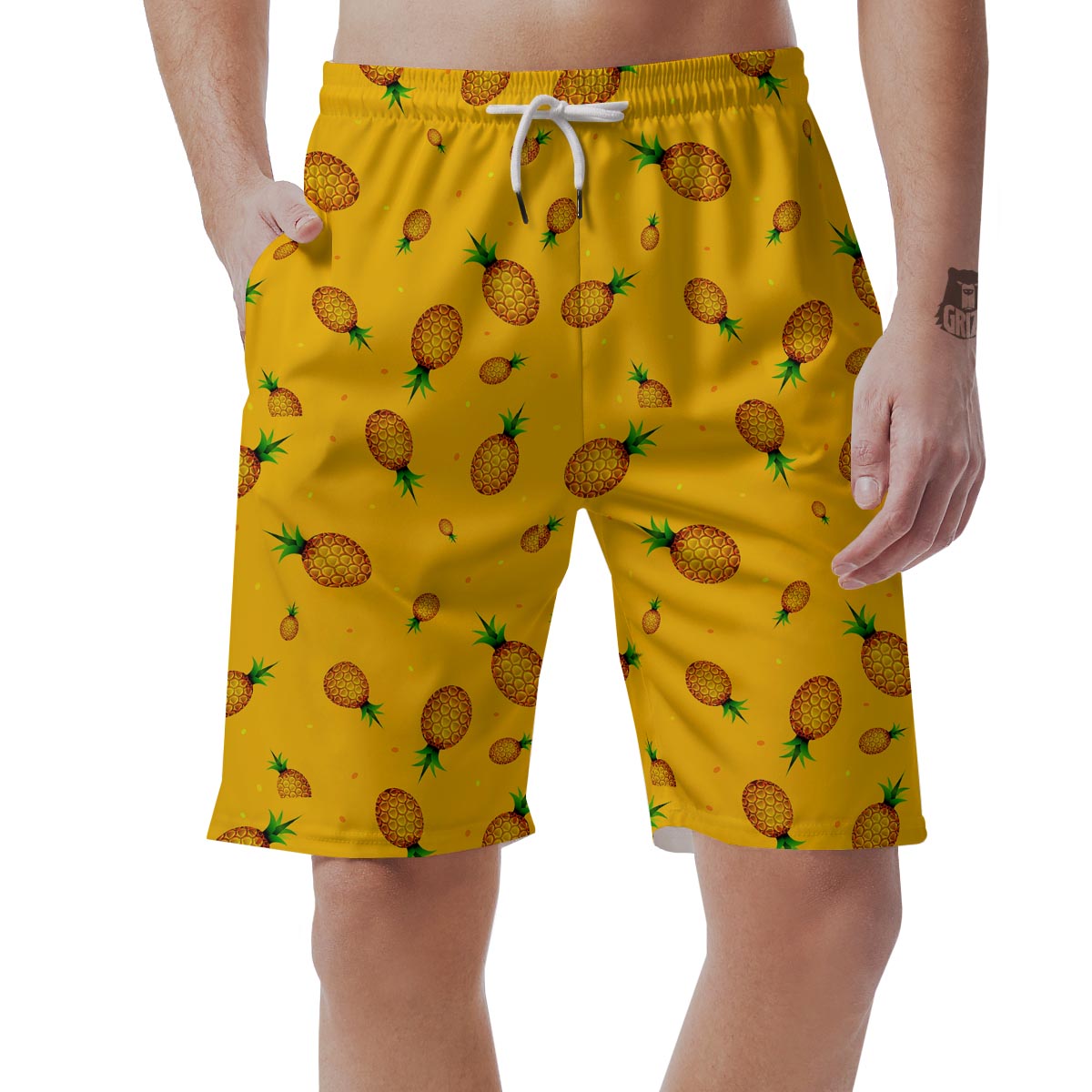 Pink Pineapple Print Men's Shorts