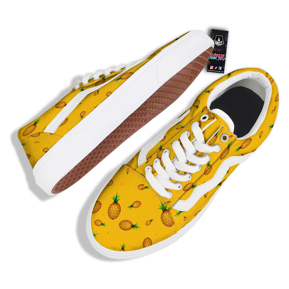 Pineapple Sand Beach Print Pattern Skate Shoes-grizzshop