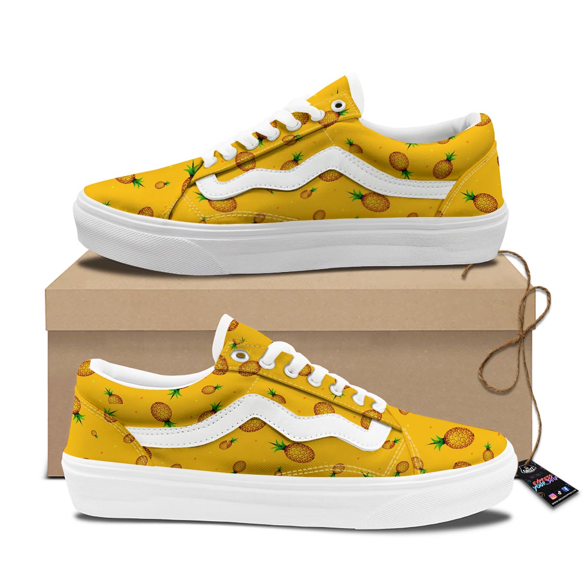 Pineapple Sand Beach Print Pattern Skate Shoes-grizzshop