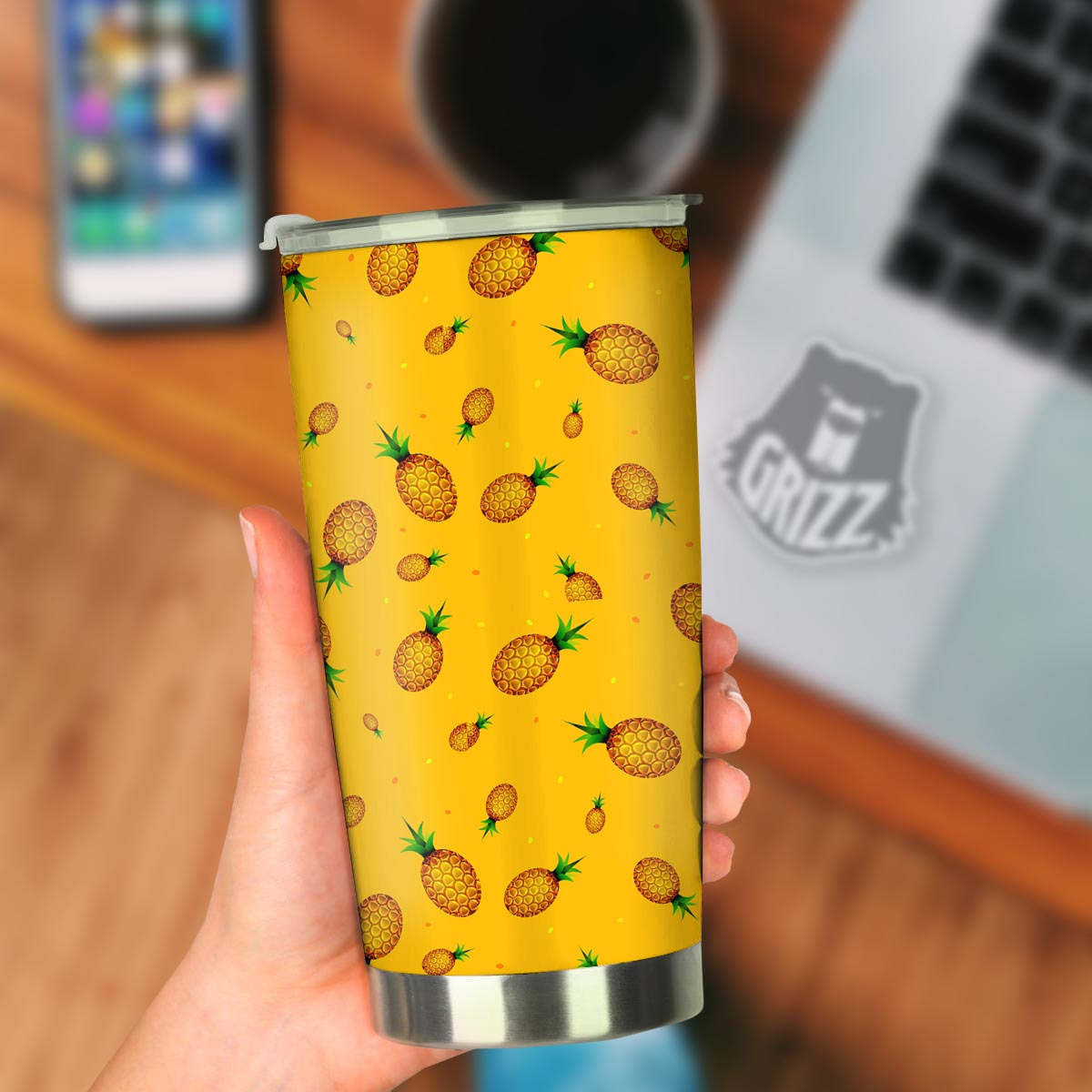 Pineapple Sand Beach Print Pattern Tumbler-grizzshop
