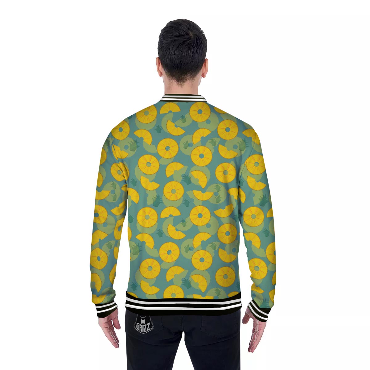 Pineapple Sliced Print Pattern Baseball Jacket-grizzshop