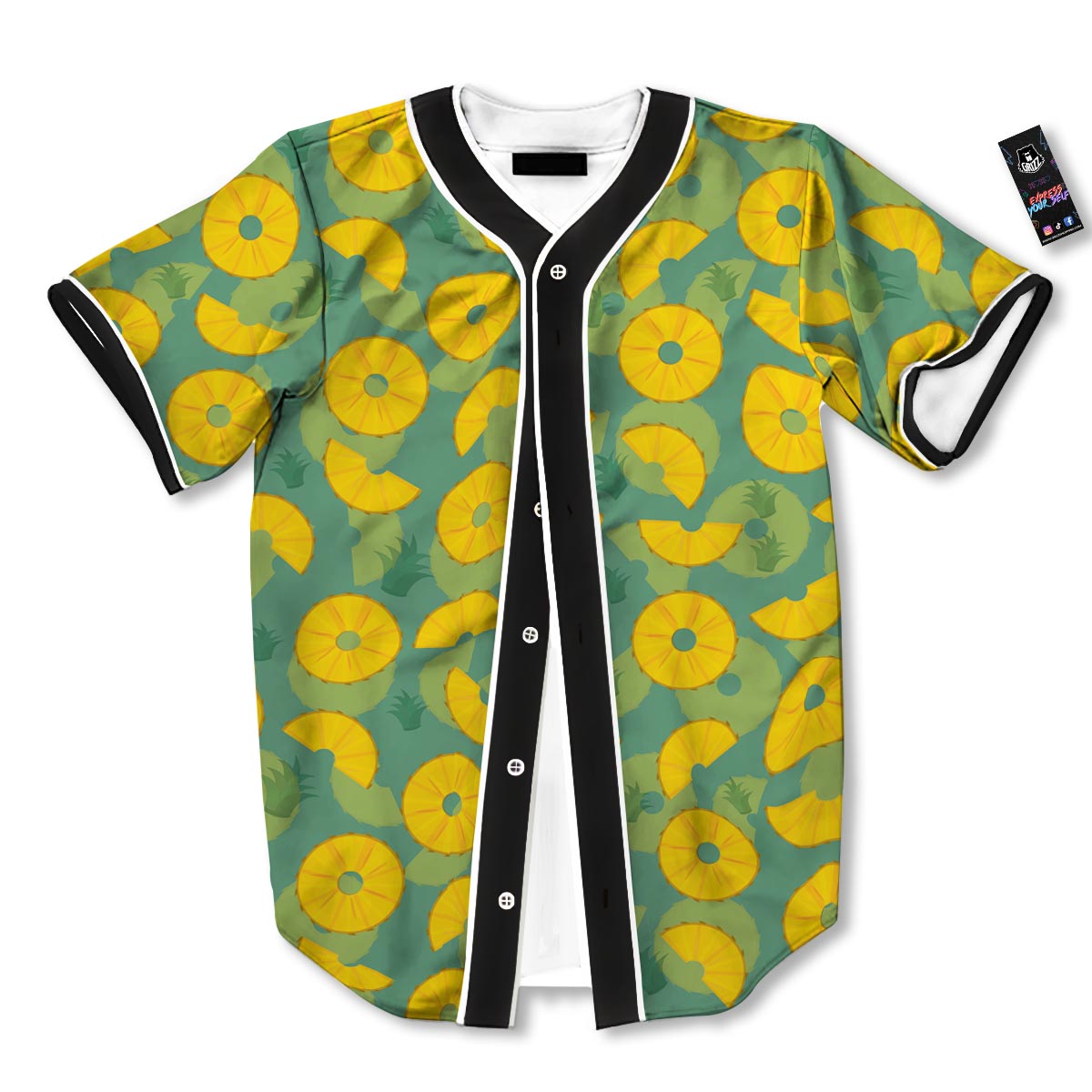 Pineapple Sliced Print Pattern Baseball Jersey-grizzshop