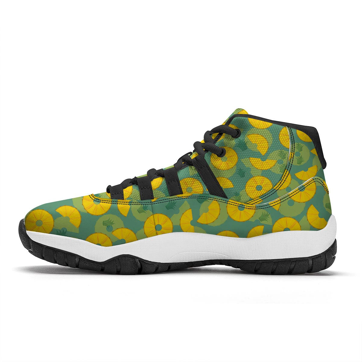 Pineapple Sliced Print Pattern Black Bball Shoes-grizzshop