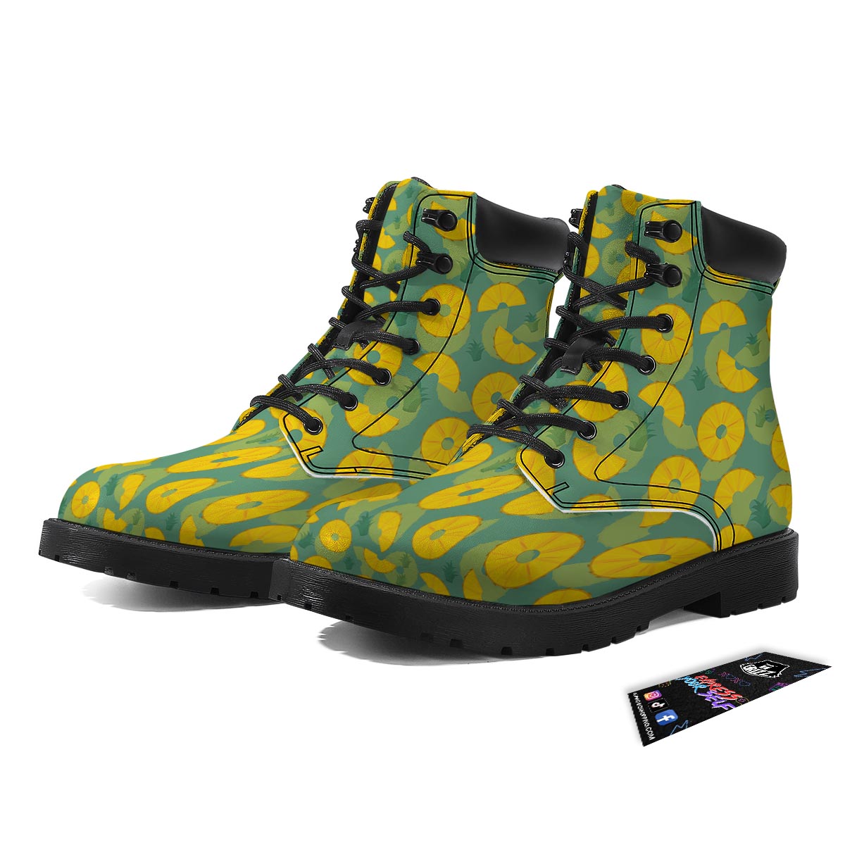 Pineapple Sliced Print Pattern Boots-grizzshop