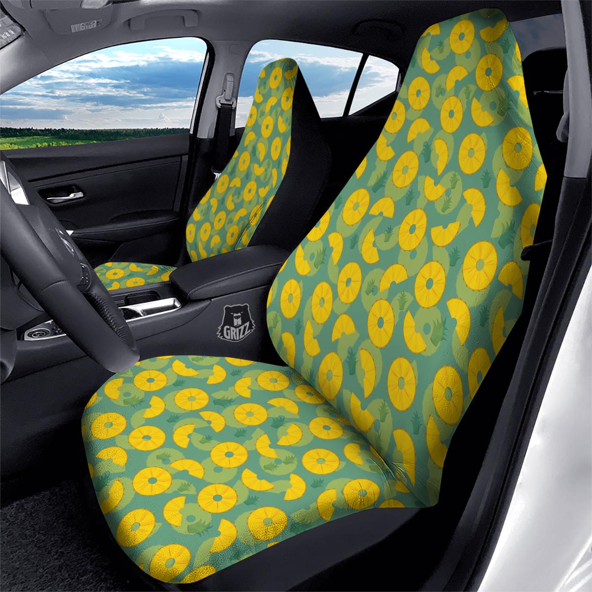 Pineapple Sliced Print Pattern Car Seat Covers-grizzshop