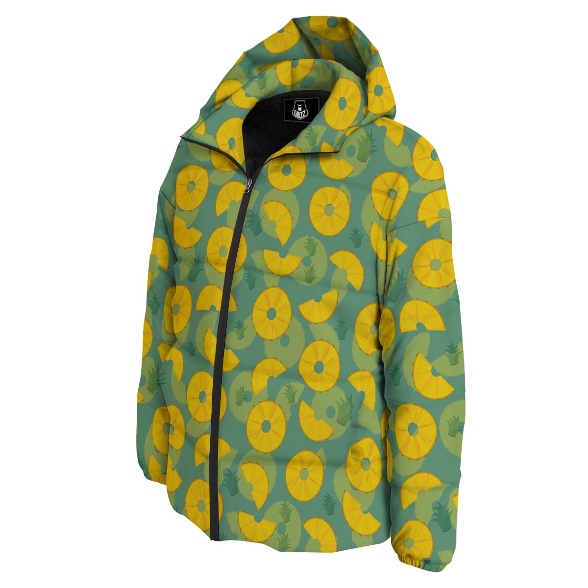 Pineapple Sliced Print Pattern Down Jacket-grizzshop