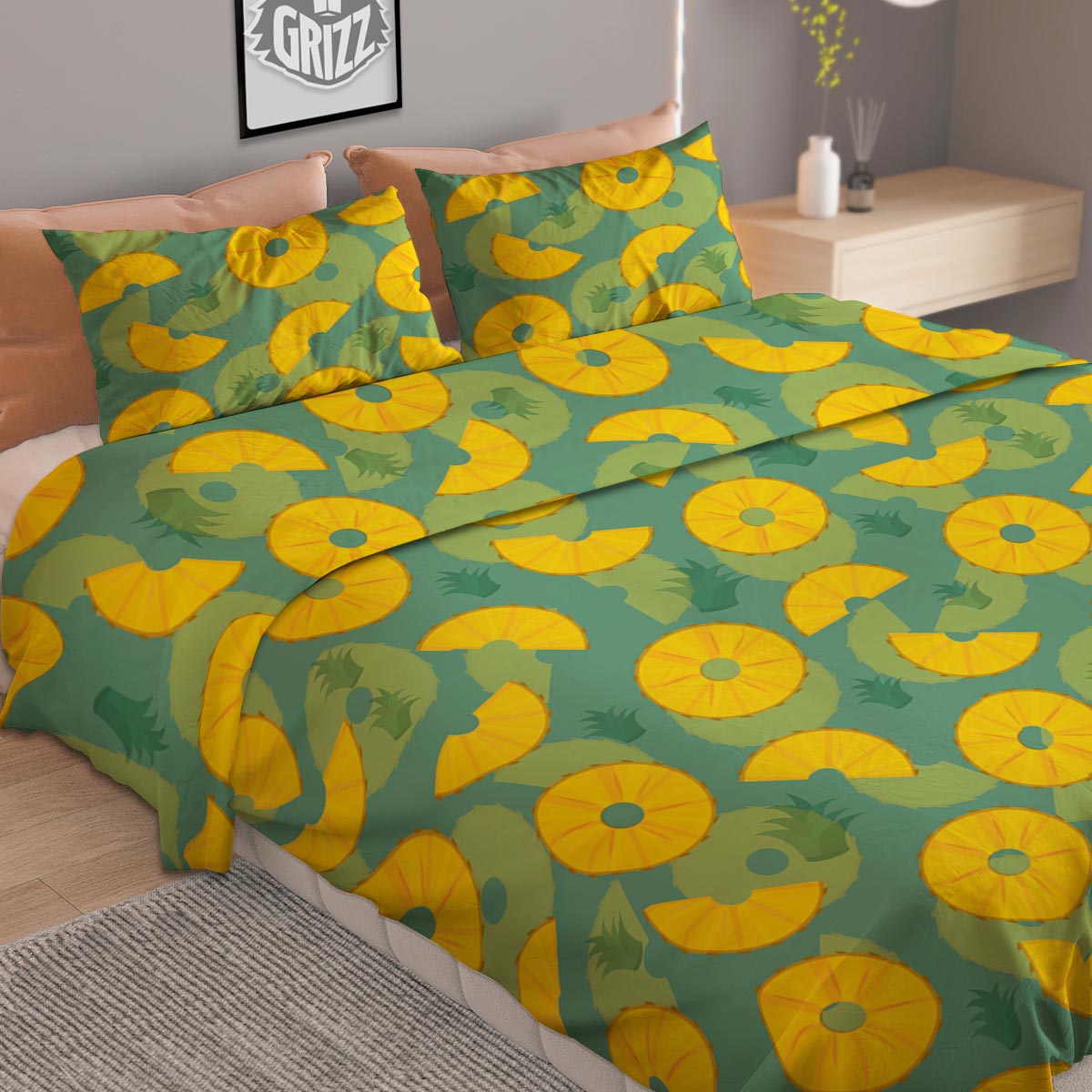Pineapple Sliced Print Pattern Duvet Cover Bedding Set-grizzshop