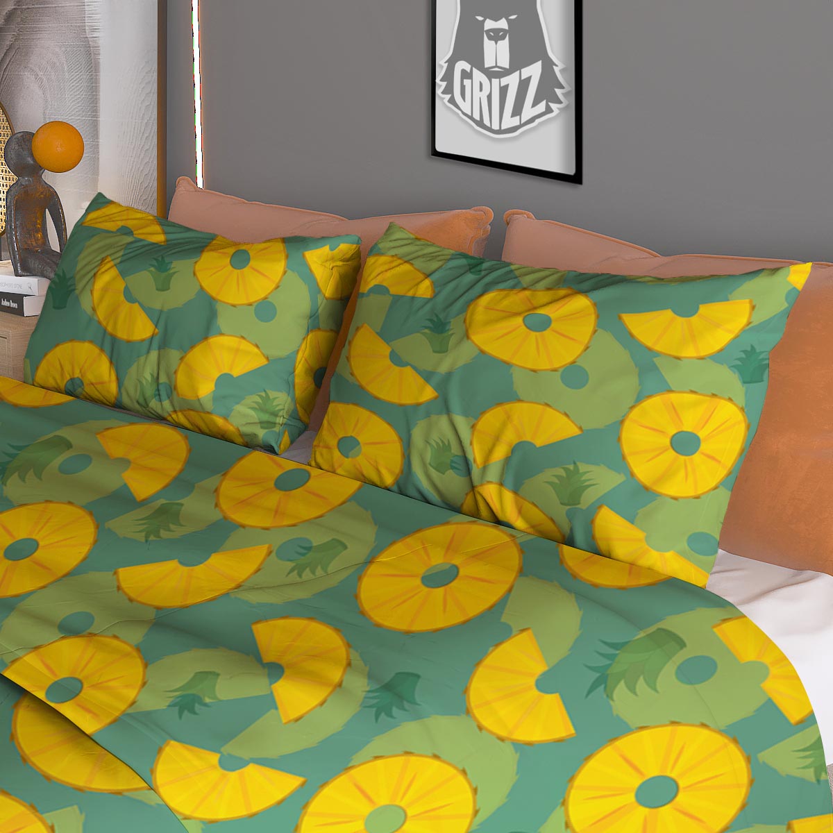 Pineapple Sliced Print Pattern Duvet Cover Bedding Set-grizzshop