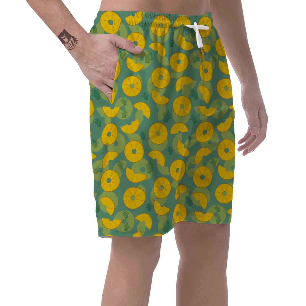 Pineapple Sliced Print Pattern Men's Shorts-grizzshop