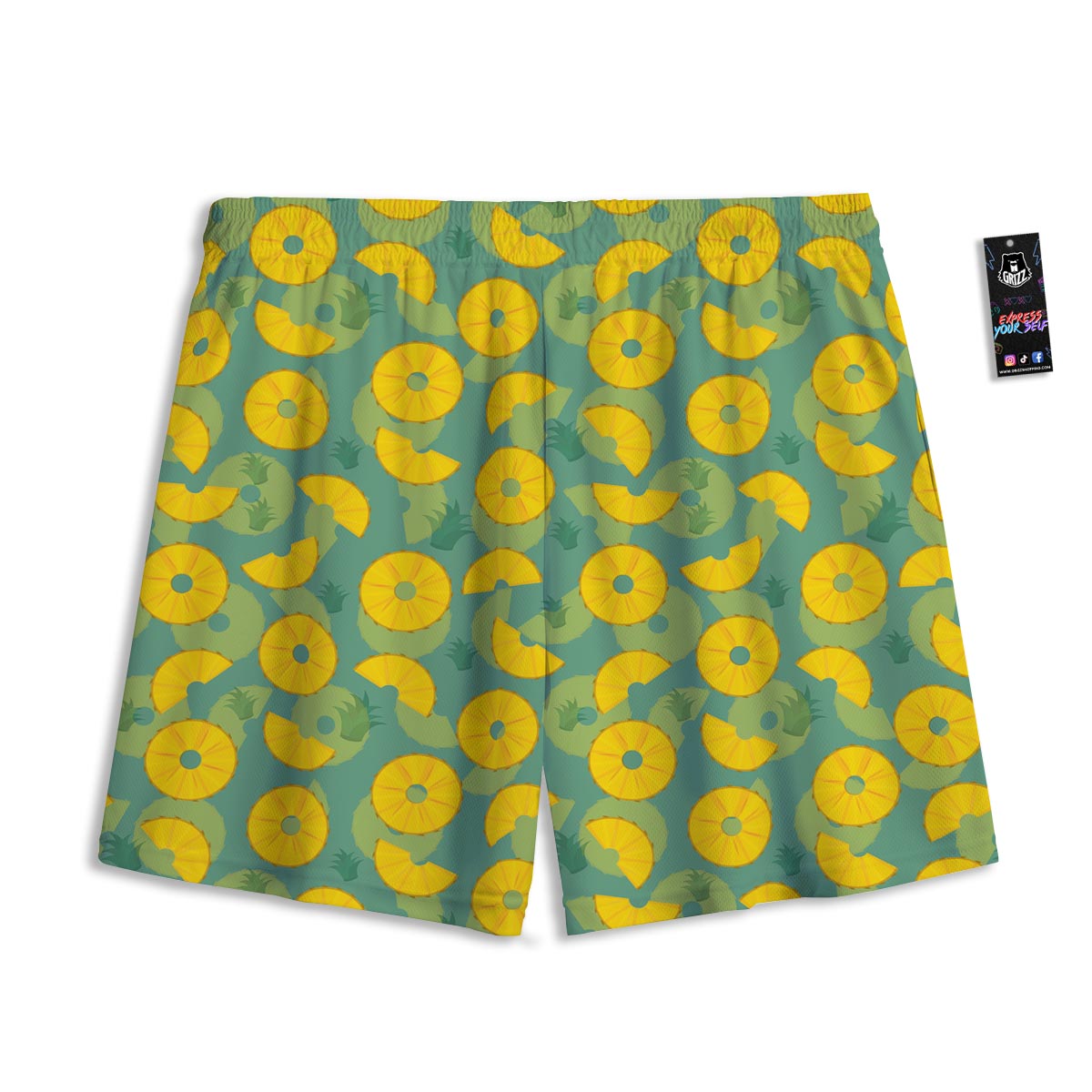 Pineapple Sliced Print Pattern Mesh Shorts-grizzshop