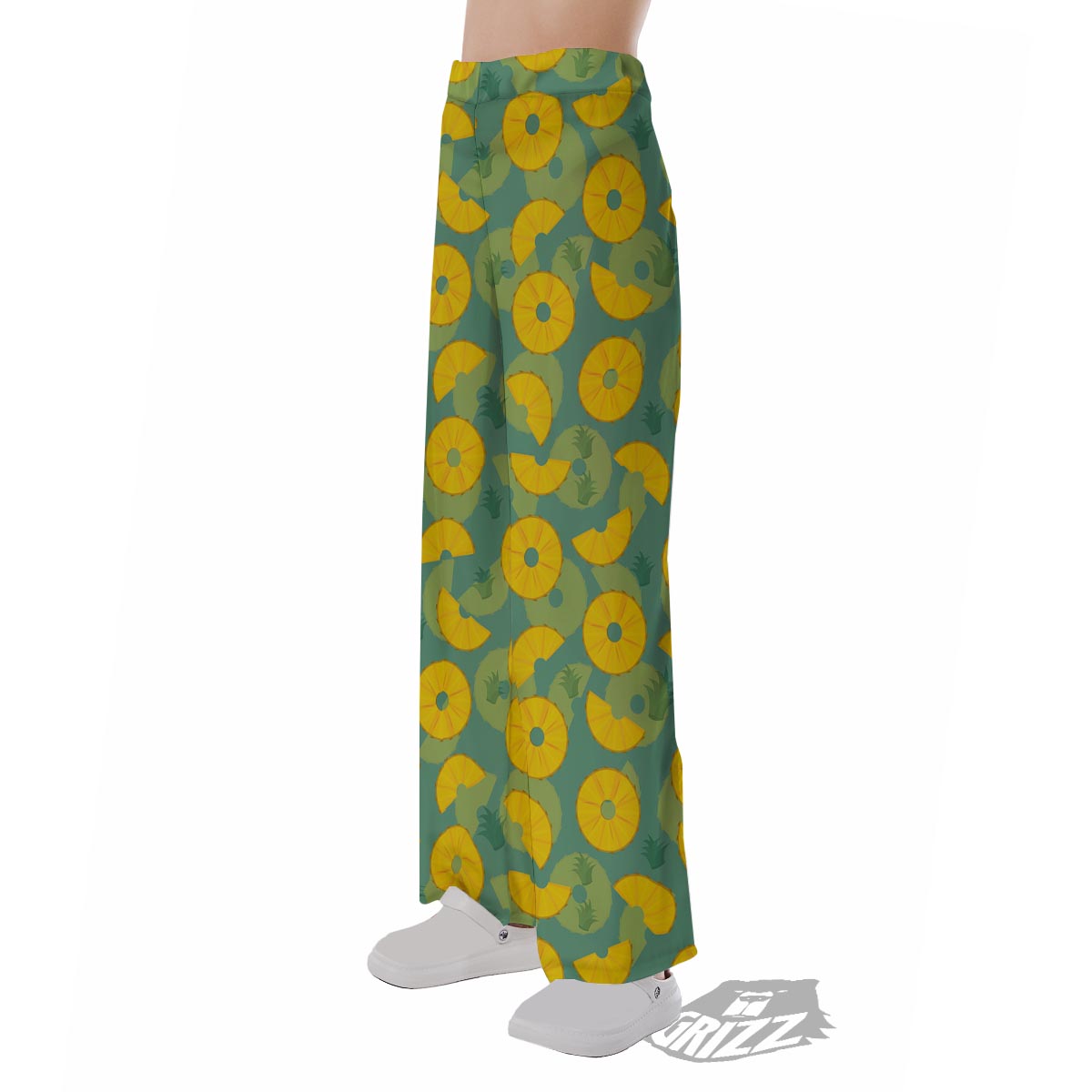 Pineapple Sliced Print Pattern Pajama Pants-grizzshop