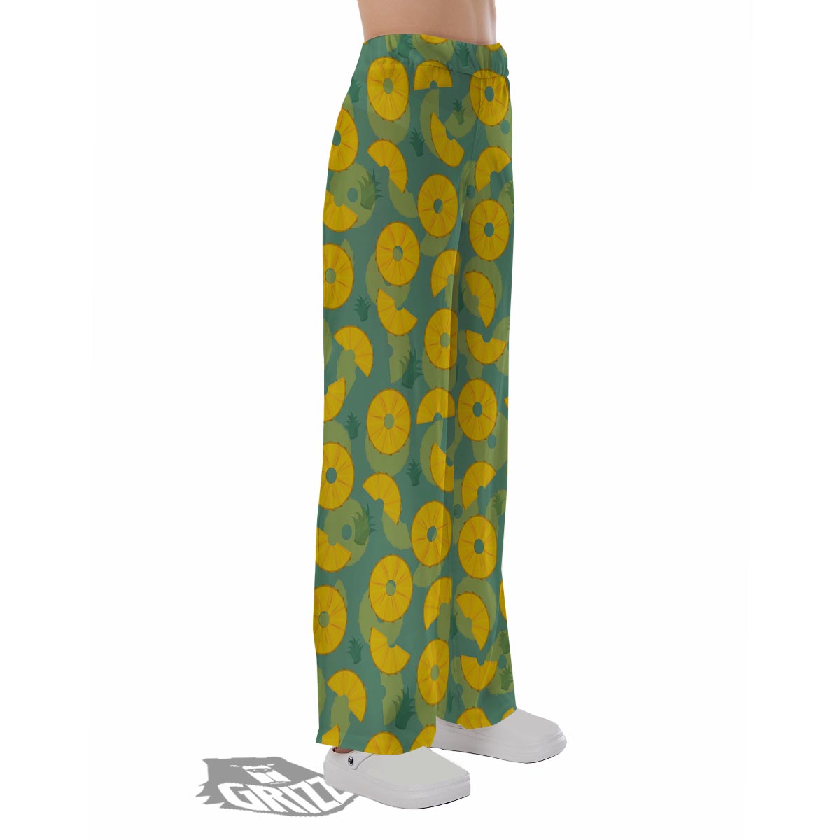 Pineapple Sliced Print Pattern Pajama Pants-grizzshop