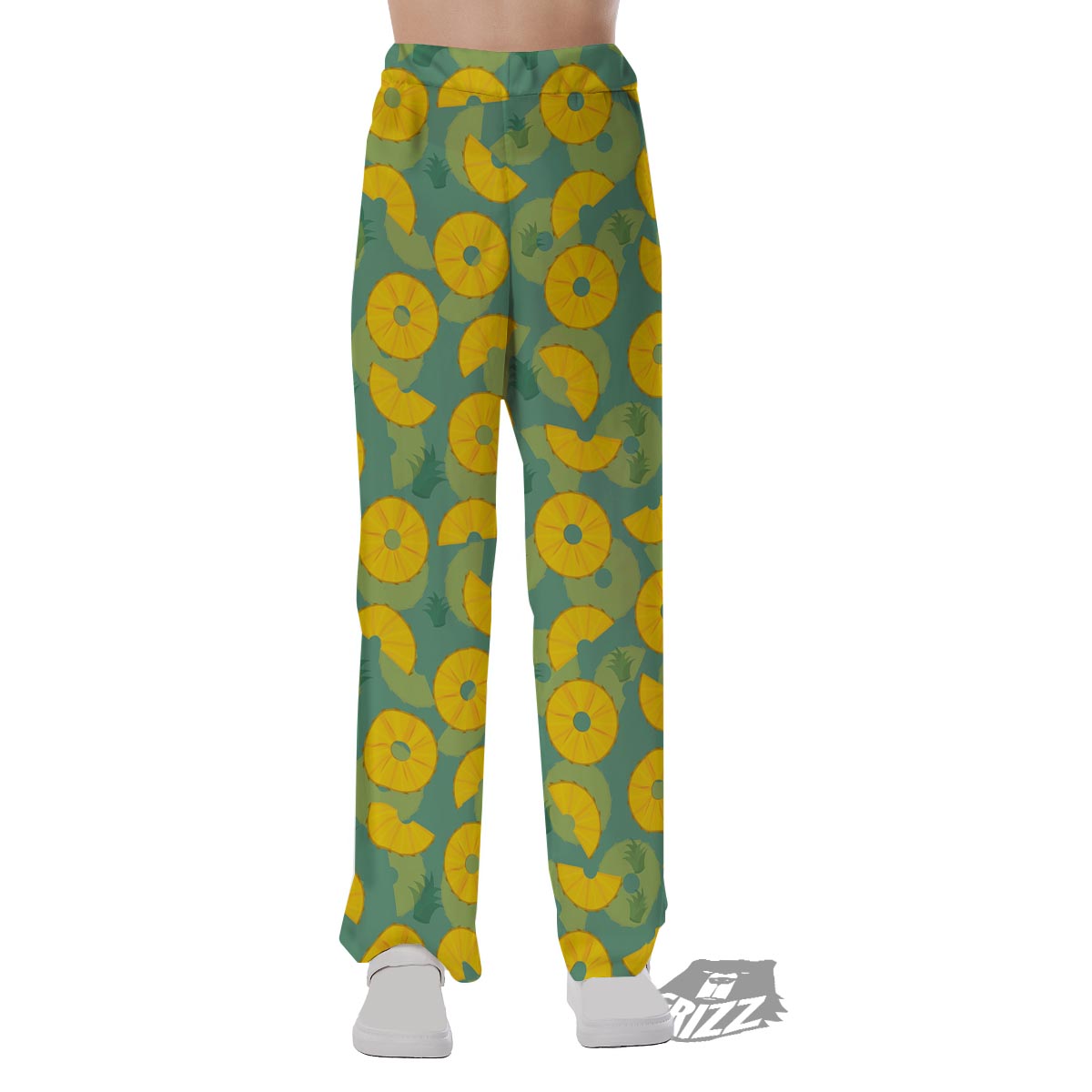 Pineapple Sliced Print Pattern Pajama Pants-grizzshop