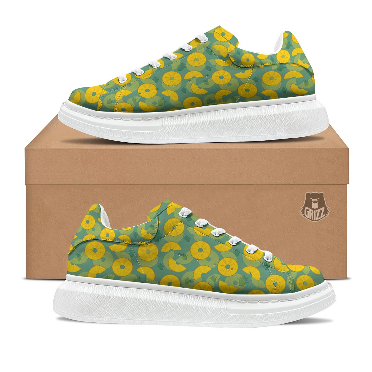 Pineapple Sliced Print Pattern Platform Shoes-grizzshop