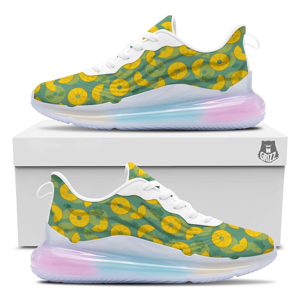 Pineapple Sliced Print Pattern Running Sneakers-grizzshop