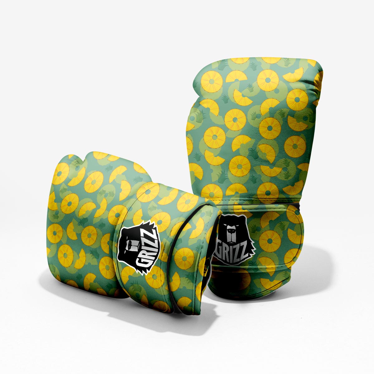 Pineapple Sliced Print Pattern Sparring Gloves-grizzshop
