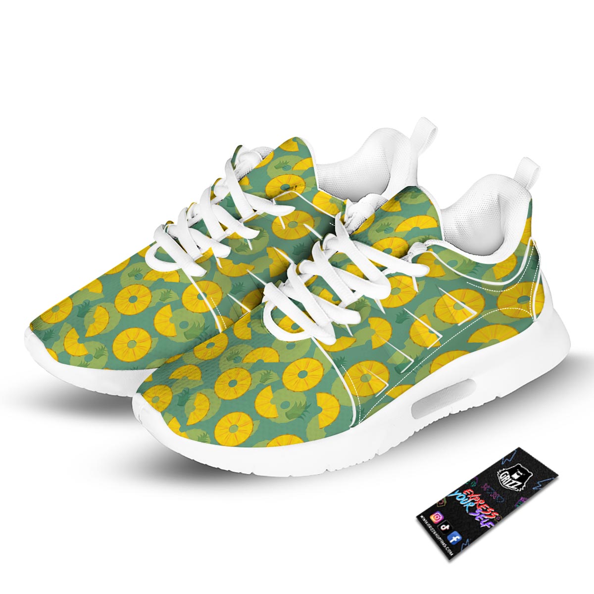 Pineapple Sliced Print Pattern Tennis Shoes-grizzshop
