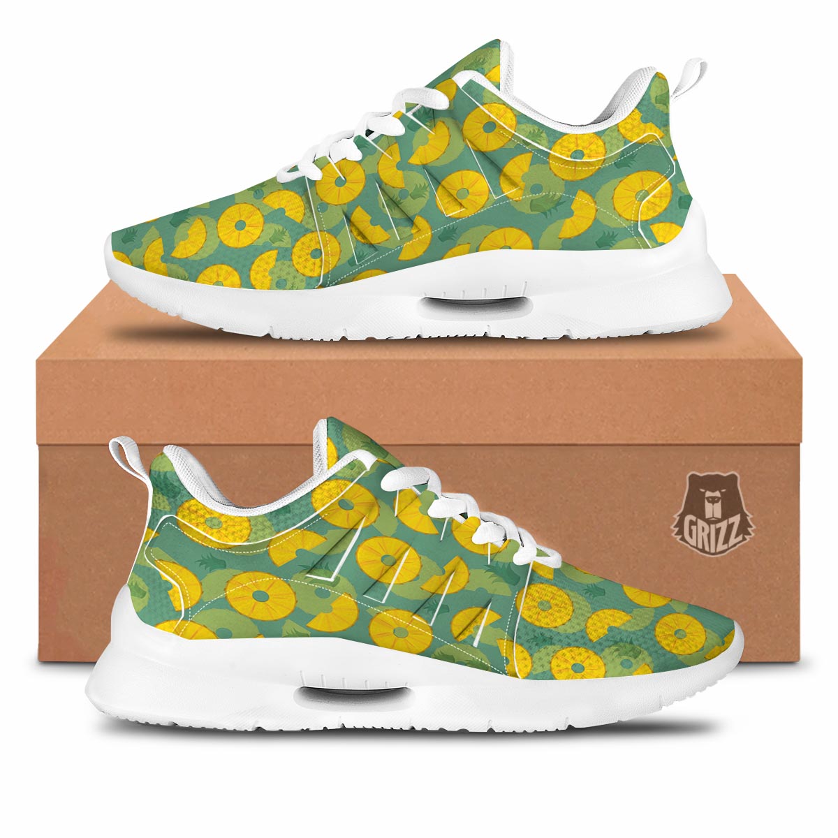 Pineapple Sliced Print Pattern Tennis Shoes-grizzshop