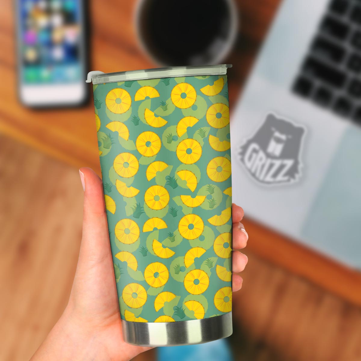 Pineapple Sliced Print Pattern Tumbler-grizzshop