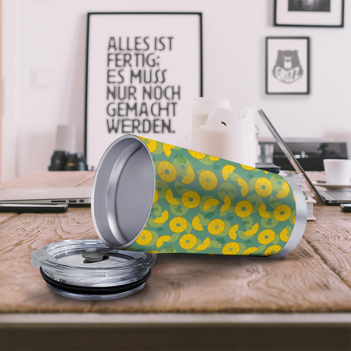 Pineapple Sliced Print Pattern Tumbler-grizzshop