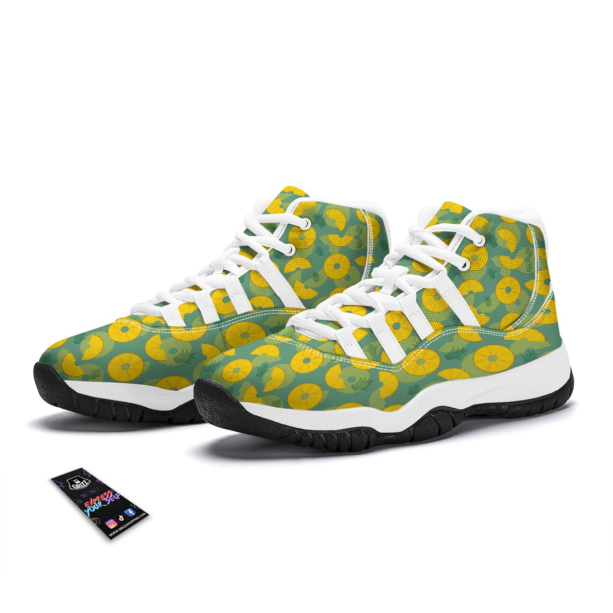 Pineapple Sliced Print Pattern White Bball Shoes-grizzshop