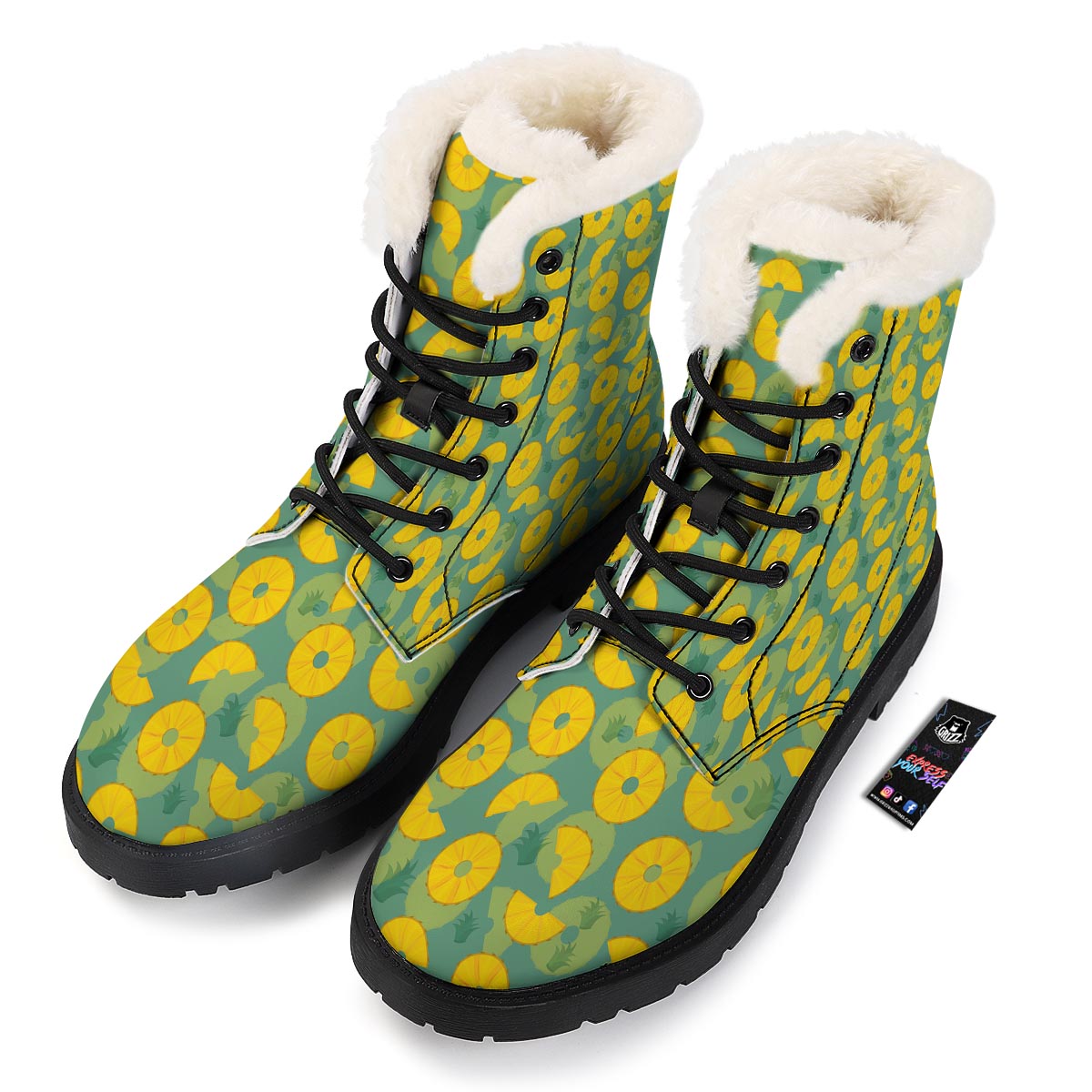 Pineapple Sliced Print Pattern Winter Boots-grizzshop