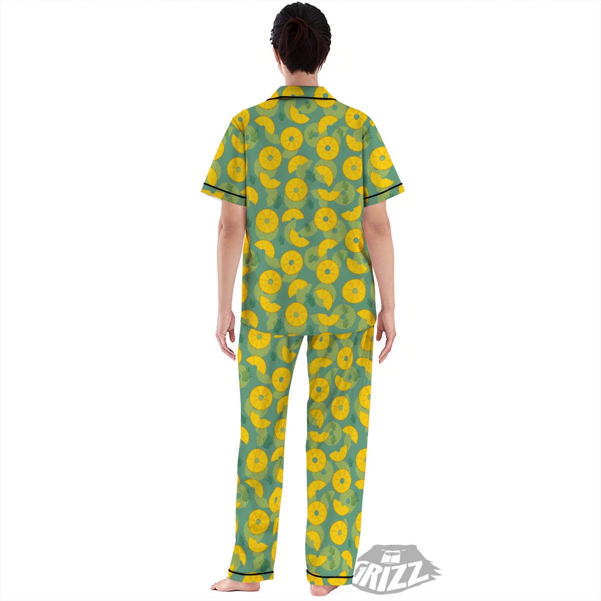 Pineapple Sliced Print Pattern Women's Pajamas Set-grizzshop
