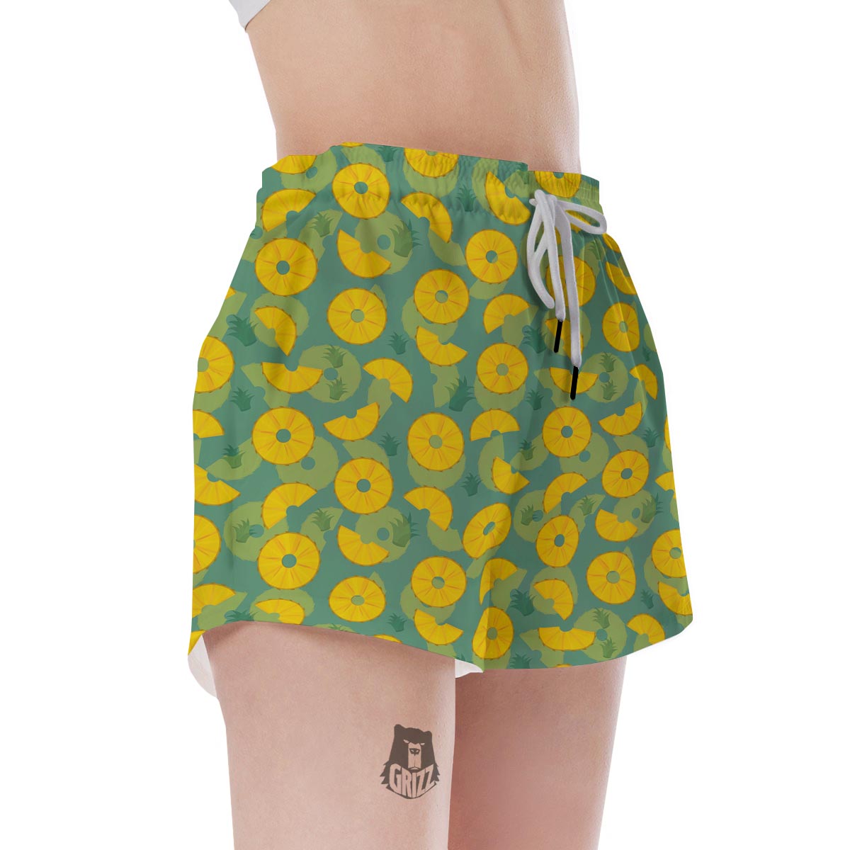 Pineapple Sliced Print Pattern Women's Shorts-grizzshop