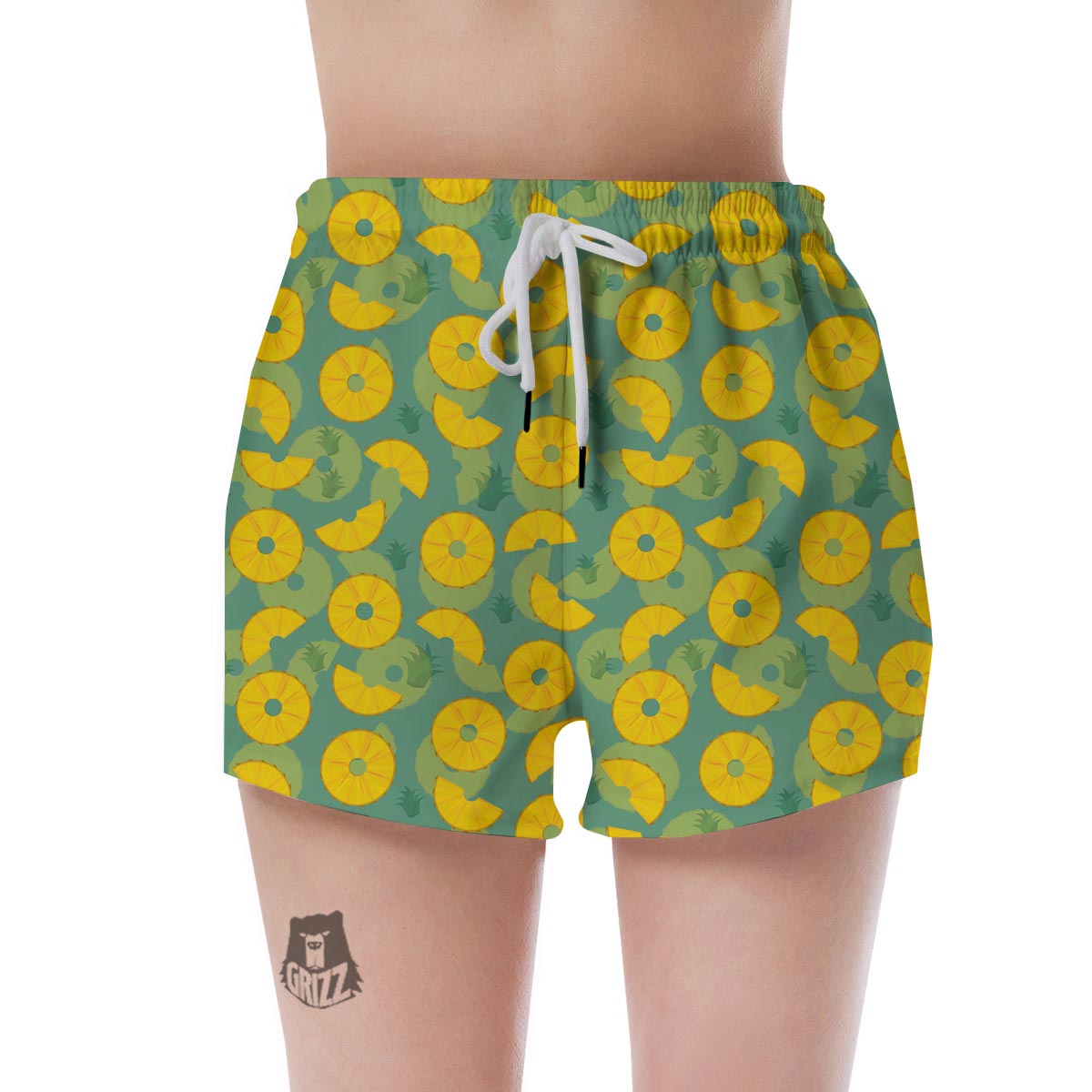 Pineapple Sliced Print Pattern Women's Shorts-grizzshop