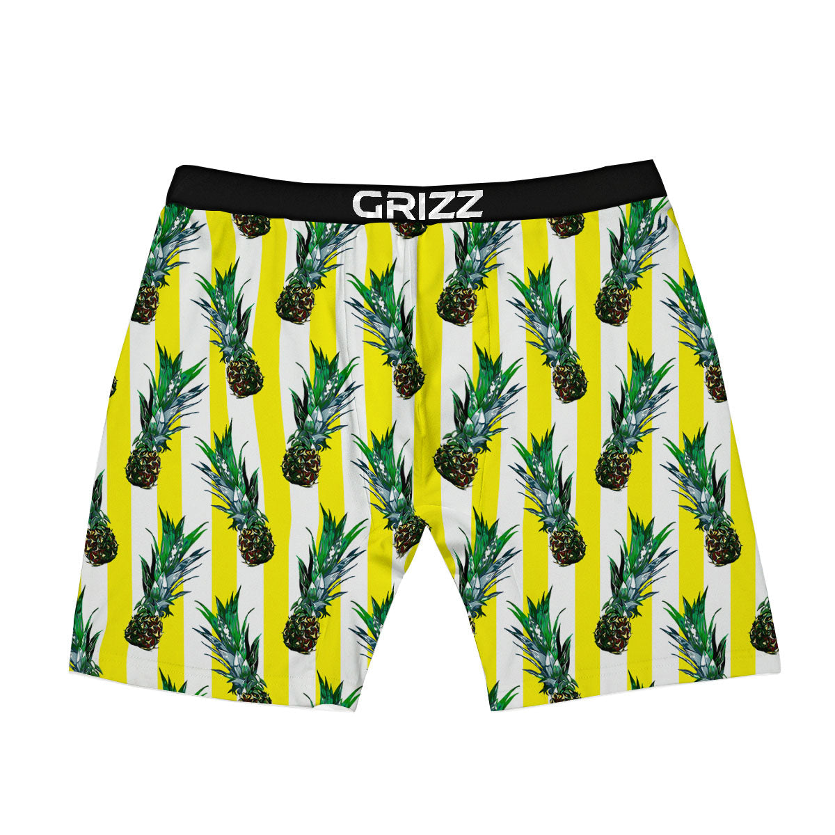 Pineapple Striped Yellow Print Pattern Boxer Briefs-grizzshop