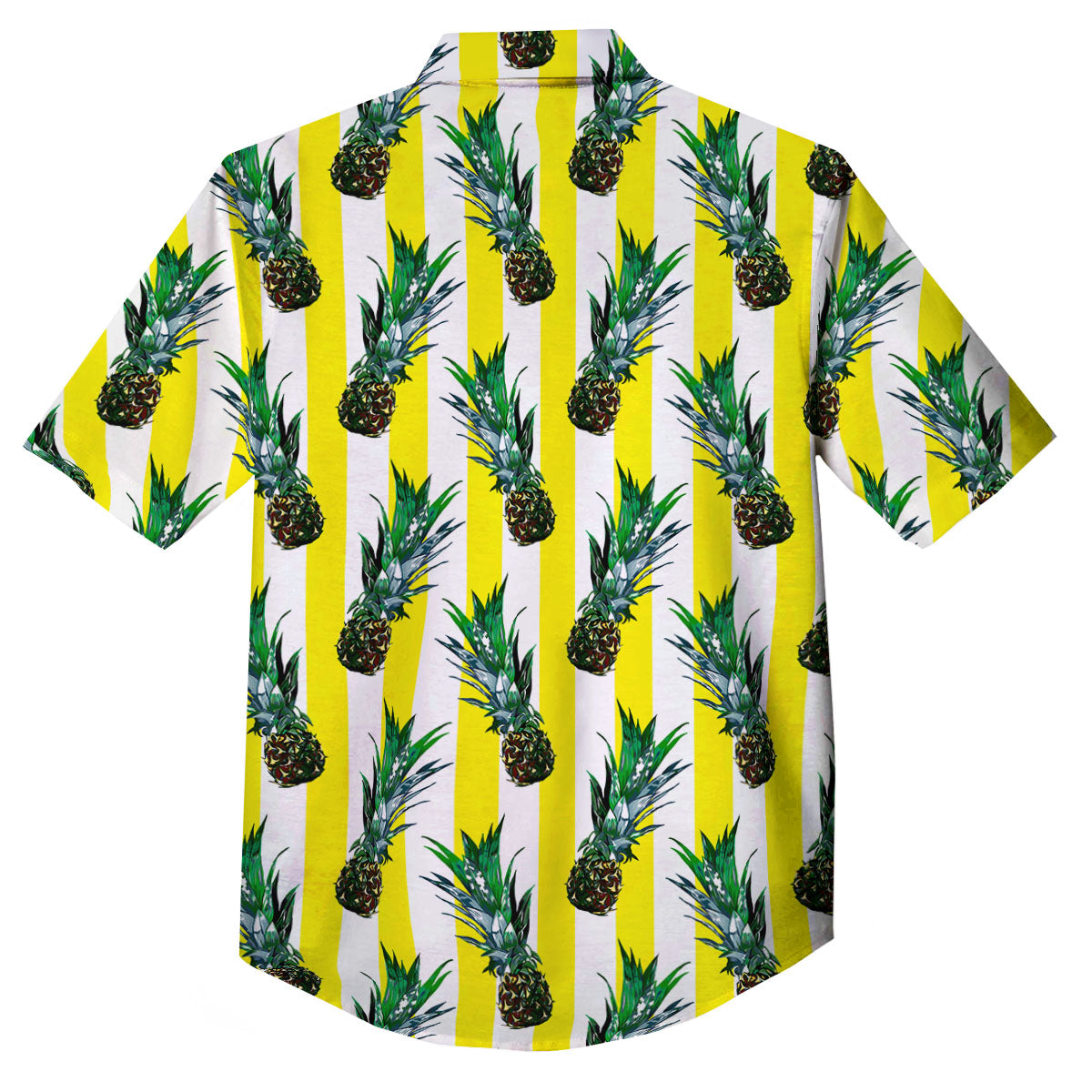 Pineapple Striped Yellow Print Pattern Button Up Shirt-grizzshop