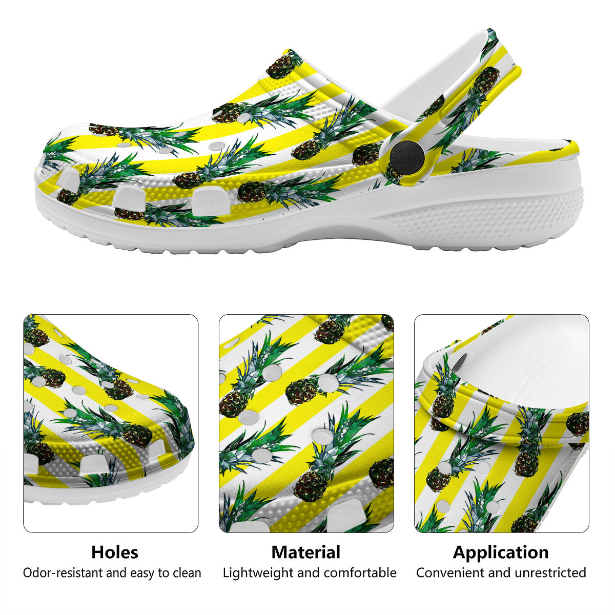 Pineapple Striped Yellow Print Pattern Clog-grizzshop