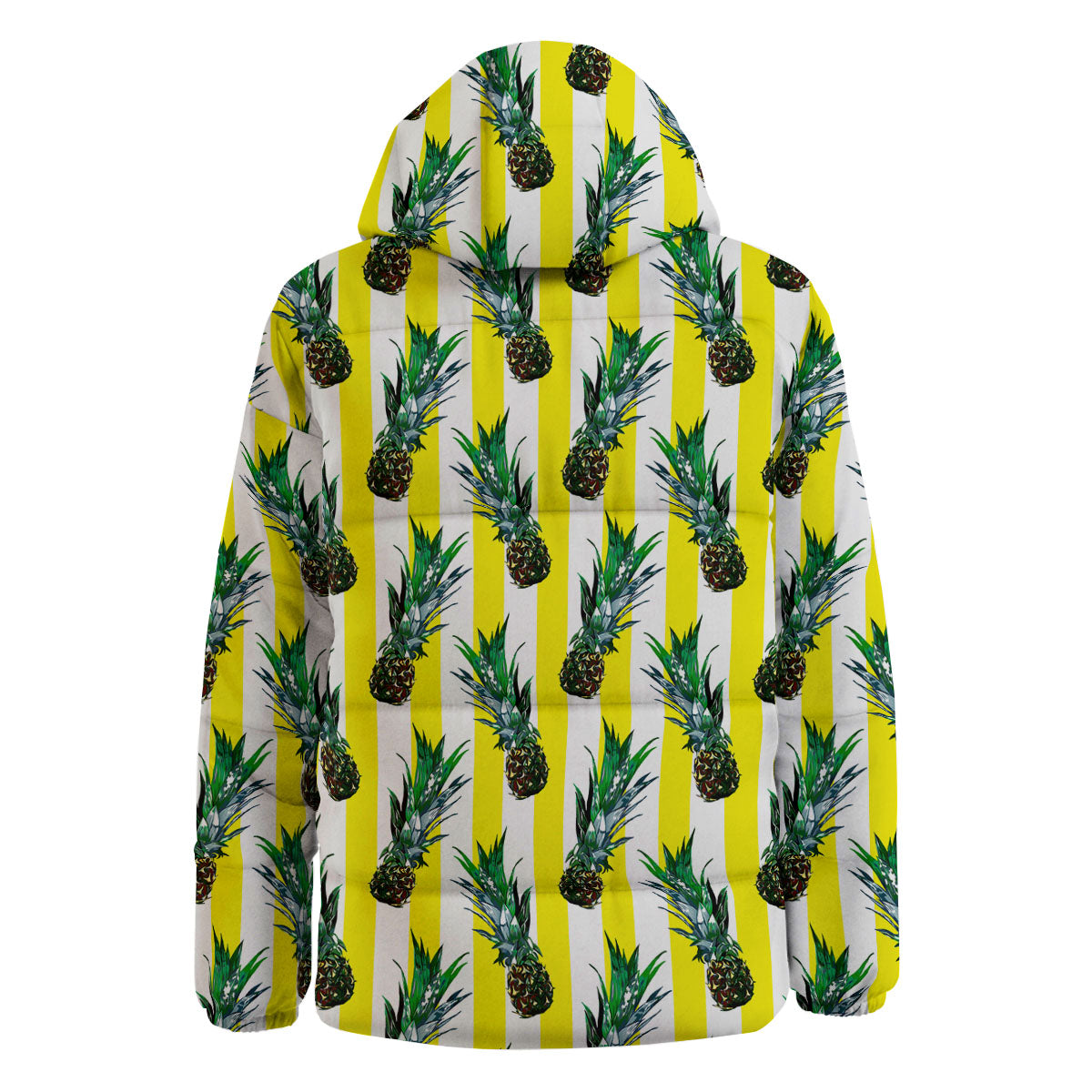 Pineapple Striped Yellow Print Pattern Down Jacket-grizzshop
